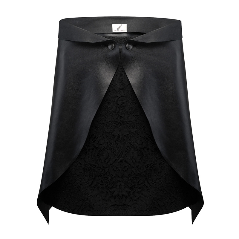 Jupe trapeze en dentelle et cuir Yohann Fayolle